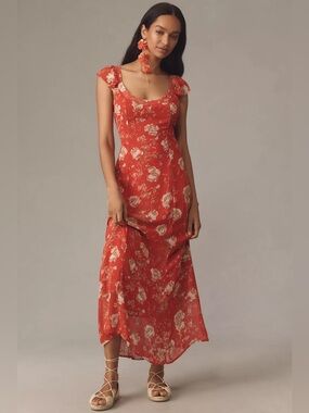 💫 ANTHROPOLOGIE💫 Scoop-Neck A-Line Slip Maxi Dress